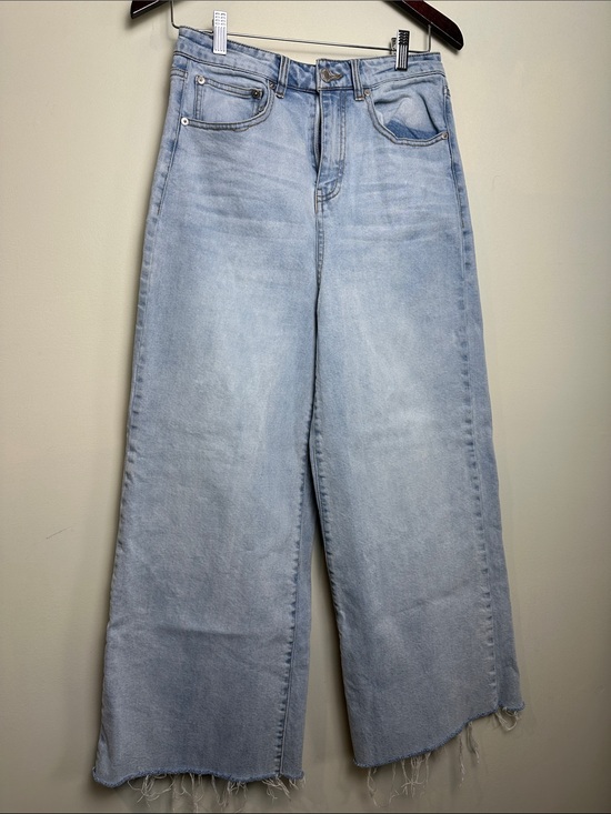 Denim - Frank and Oak wide leg raw hem jeans